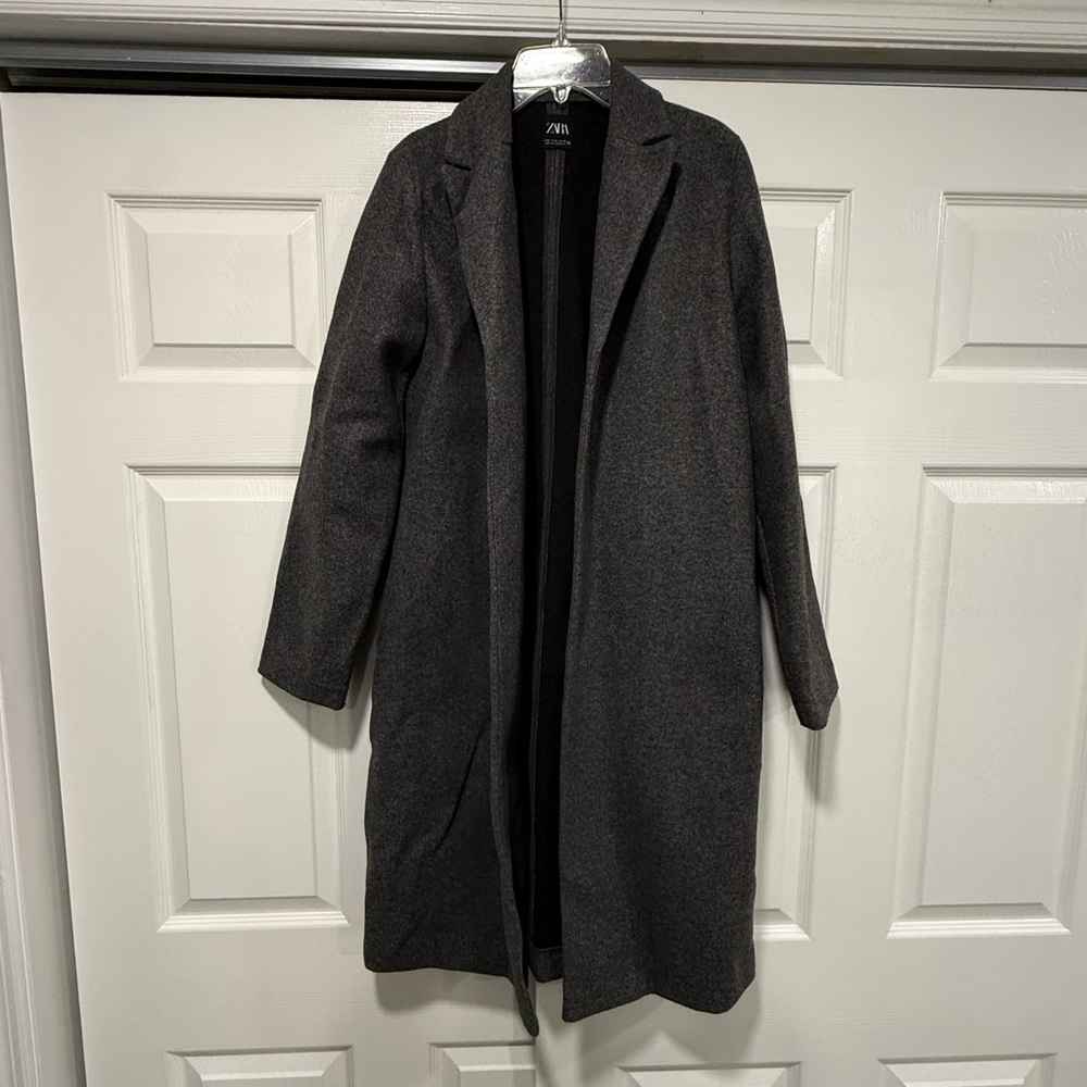 Zara Women's Charcoal Trench Coat size Medium